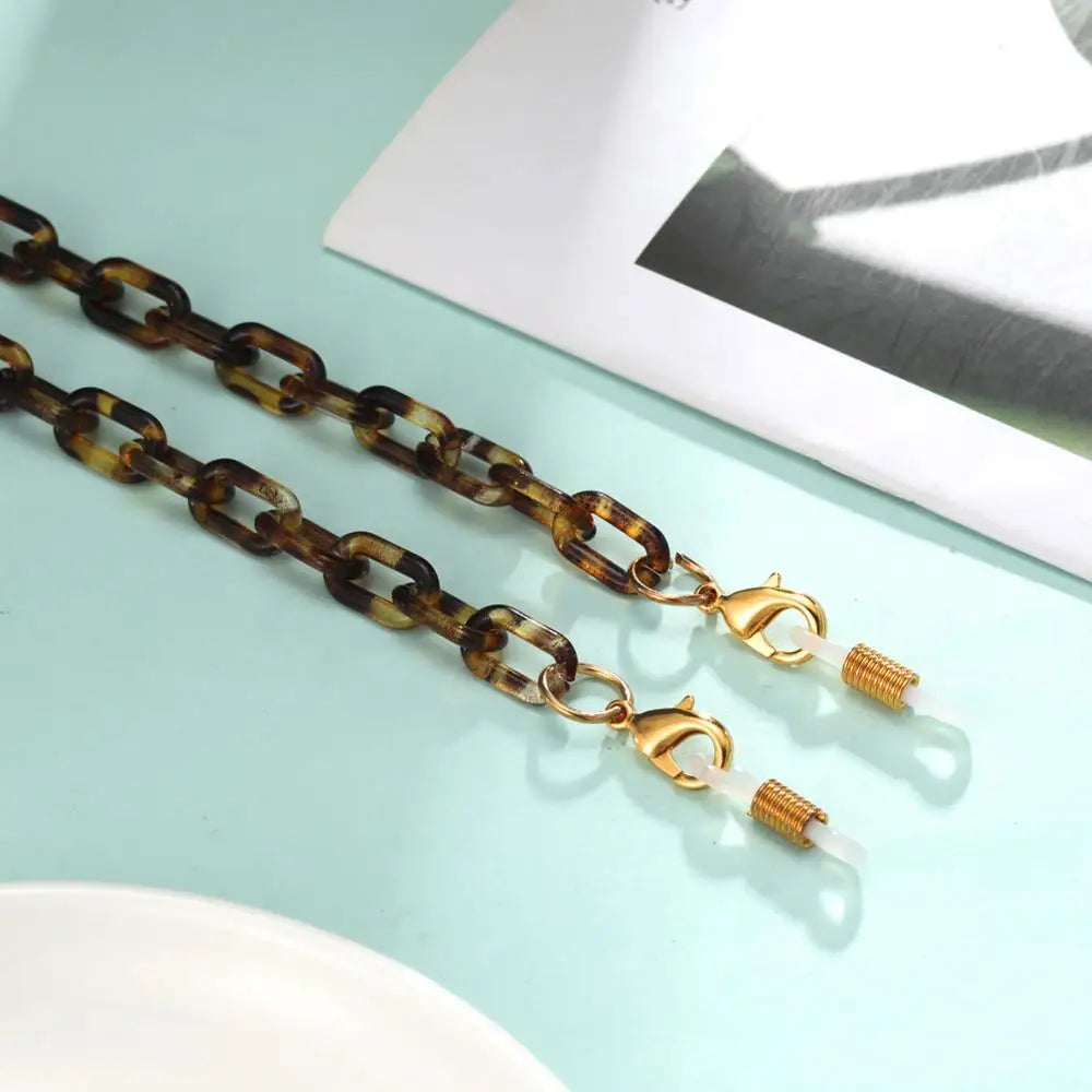 Lemegeton Fashion Leopard Acrylic Glasses Chain Face Mask Lanyard Chains for Women Men Neck Holder Sunglasses Straps Cord Gift