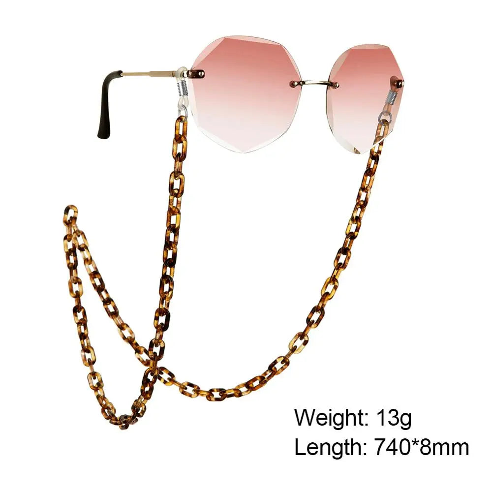 Lemegeton Fashion Leopard Acrylic Glasses Chain Face Mask Lanyard Chains for Women Men Neck Holder Sunglasses Straps Cord Gift