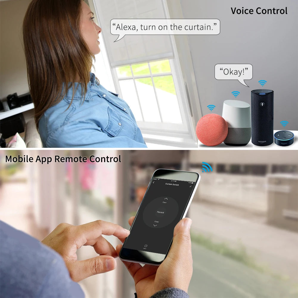 Tuya Smart Life WiFi Curtains Blinds Switch Roller Shutter Electric Motor Google Home Alexa Voice Control Connected House Engine