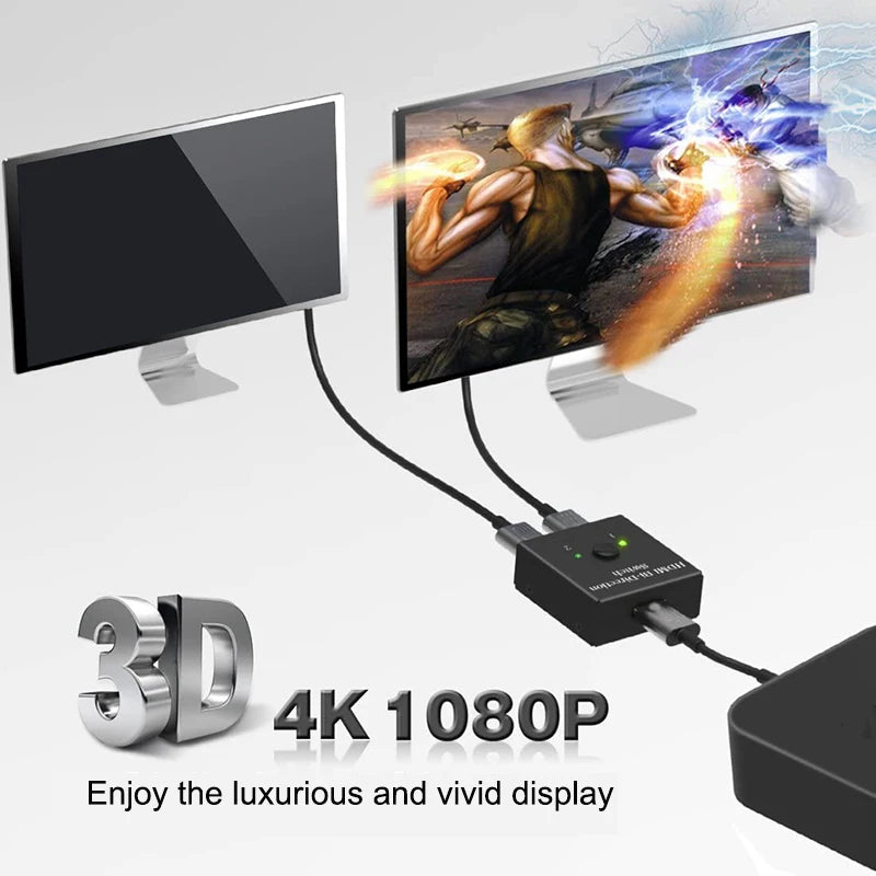 HDMI-compatible Switch Bi-Direction 2.0 Splitter 1x2/2x1 Adapter 2 in 1 out Converter for PS4 Pro/4/3 TV Box 4K Switcher