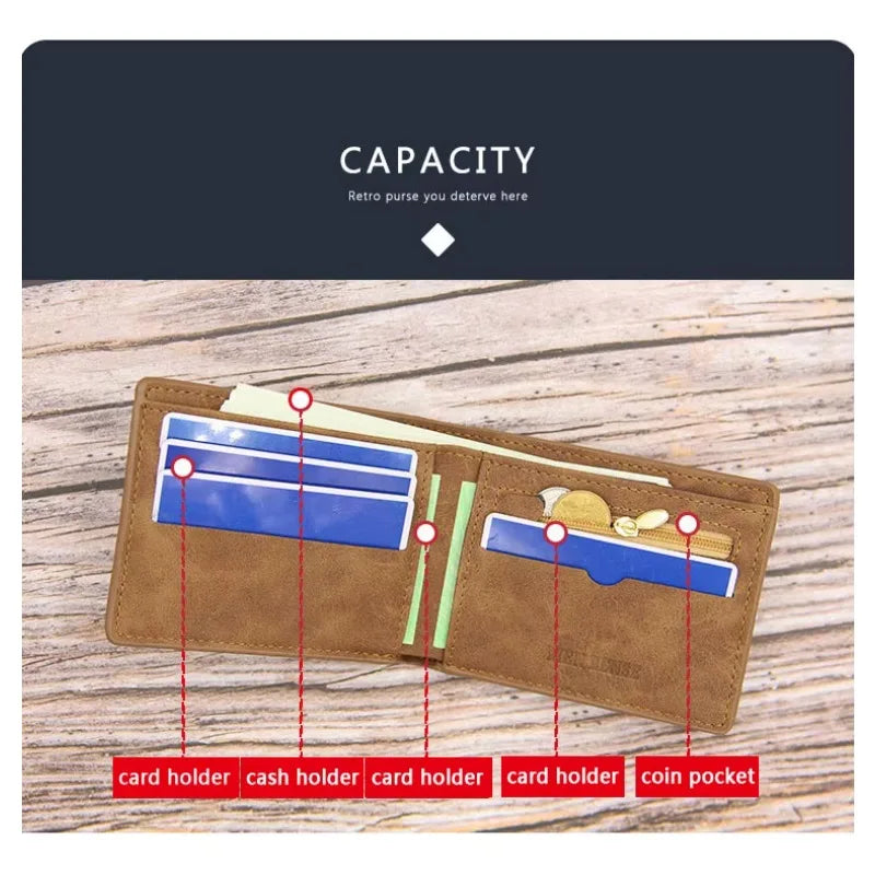 New Short Men Wallets Slim Card Holder Male Wallet PU Leather Small Zipper Coin Pocket Man Purse Wallet