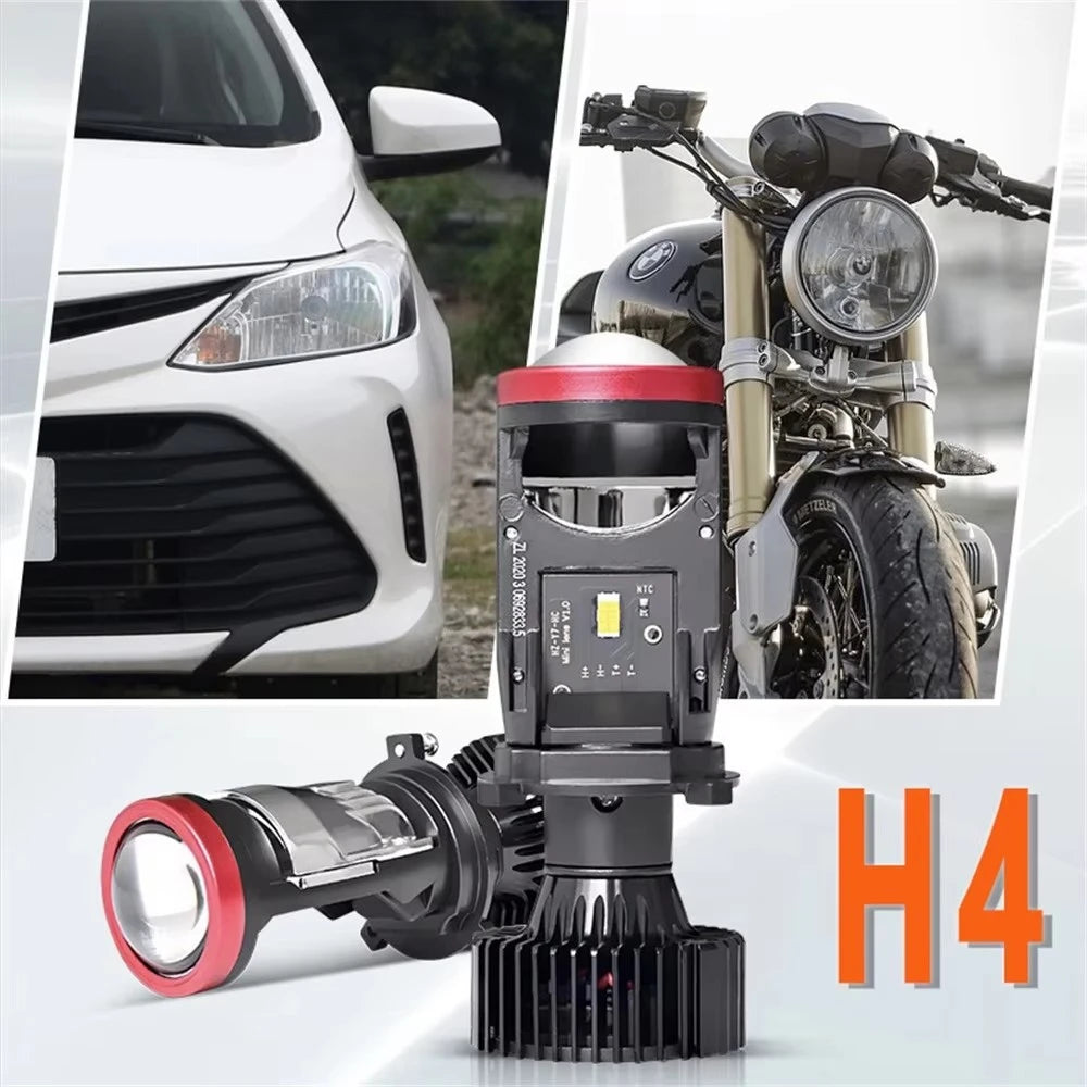 2PC Y7 Automotive LED Headlamps H4 Lens Super Bright Tangent Focusing High and Low Range Integrated LED Automotive Headlamps