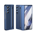 S Pen Phone Case for Galaxy Z Fold6 Fold7 Hinge Protection & Built-in Screen Protector Leather Phone Cover for Fold4 Fold5 Blue