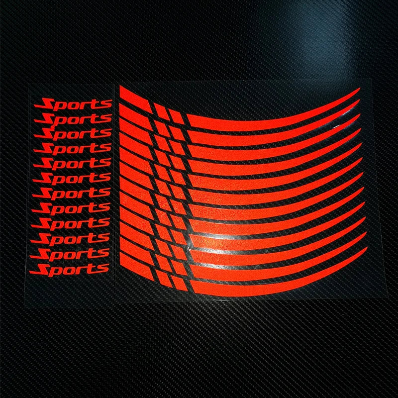 12pcs Motorcycle Hub Stickers Sport Stripe Wheel Rim Waterproof Vinyl Decals Removable Motorbike Hub Decoration Hub Accessories