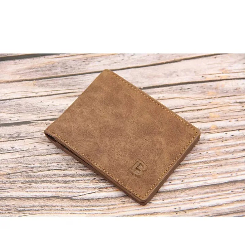 New Short Men Wallets Slim Card Holder Male Wallet PU Leather Small Zipper Coin Pocket Man Purse Wallet