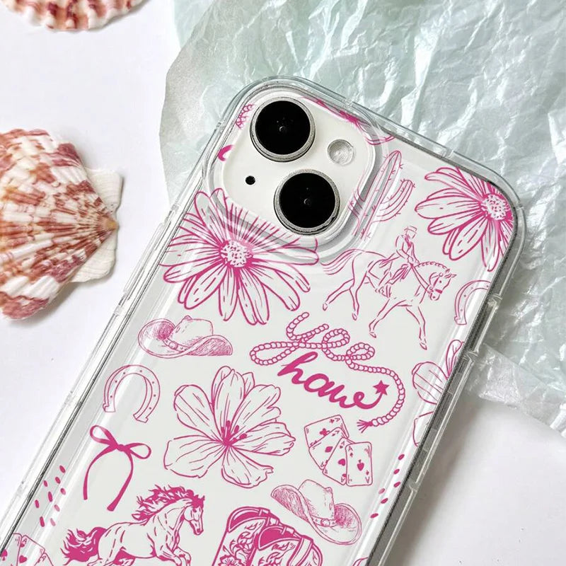 For iPhone 16 15 14 13 12 11 Pro Max Case﻿ Western Boot Pattern Bowknot Soft Phone Cover For iPhone XSMax XR X 7 8 Plus SE Funda
