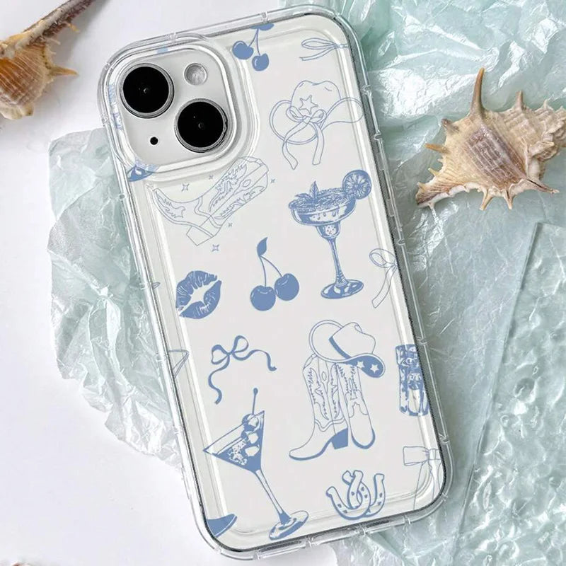 For iPhone 16 15 14 13 12 11 Pro Max Case﻿ Western Boot Pattern Bowknot Soft Phone Cover For iPhone XSMax XR X 7 8 Plus SE Funda