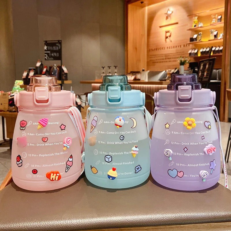 1300ML Water Bottle with Straw Large Capacity Drinking Bottle for Outdoor Sport Fitness Cute Student Bottles Drinkware