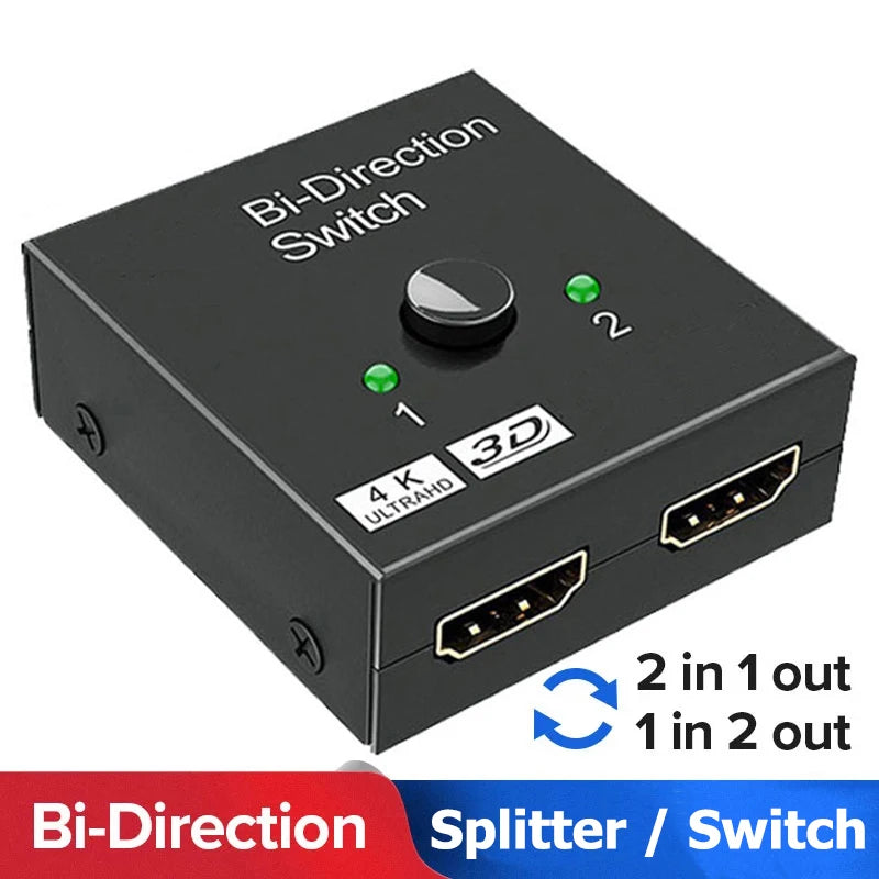 HDMI-compatible Switch Bi-Direction 2.0 Splitter 1x2/2x1 Adapter 2 in 1 out Converter for PS4 Pro/4/3 TV Box 4K Switcher