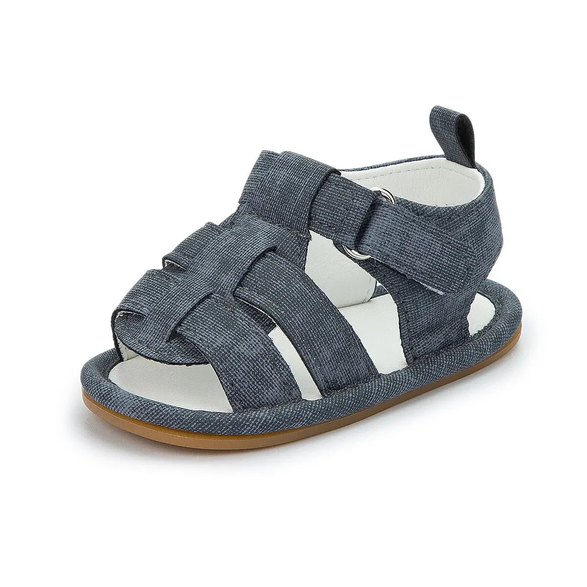 Meckior Baby Boys Sandals Toddler Grey Flats Non-slip Rubber Sole Baby Beach Sandals Crib First Walker Summer Baby Shoes