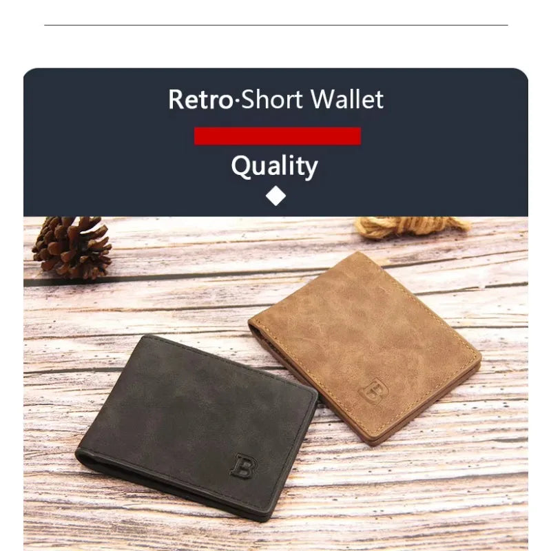New Short Men Wallets Slim Card Holder Male Wallet PU Leather Small Zipper Coin Pocket Man Purse Wallet
