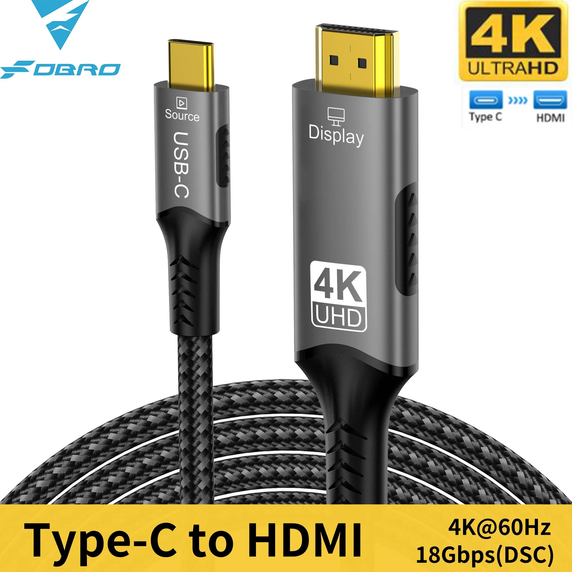 8K USB C to HDMI Cable 2.1 Adapter 32.4Gbps 4K@120Hz HDR10+ Dolby Vision for MacBook Pro/M1/M2/Cord for Laptop Tablet Galaxy S24