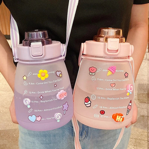 1300ML Water Bottle with Straw Large Capacity Drinking Bottle for Outdoor Sport Fitness Cute Student Bottles Drinkware