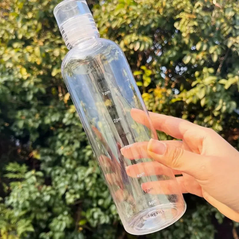 [High-Quality Water Bottle] Transparent Water Bottle with Blue Lid | Durable PC Material, Leak-Proof Design