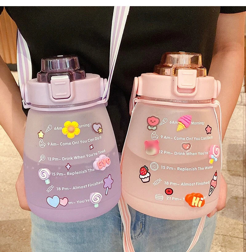 1300ML Water Bottle with Straw Large Capacity Drinking Bottle for Outdoor Sport Fitness Cute Student Bottles Drinkware