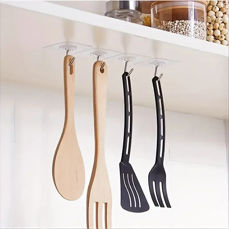 Self-adhesive Adhesive wall Hanging hooks Heavy Duty Transparent Seamless Hooks Keys Bathroom Shower Outdoor Kitchen Door Home