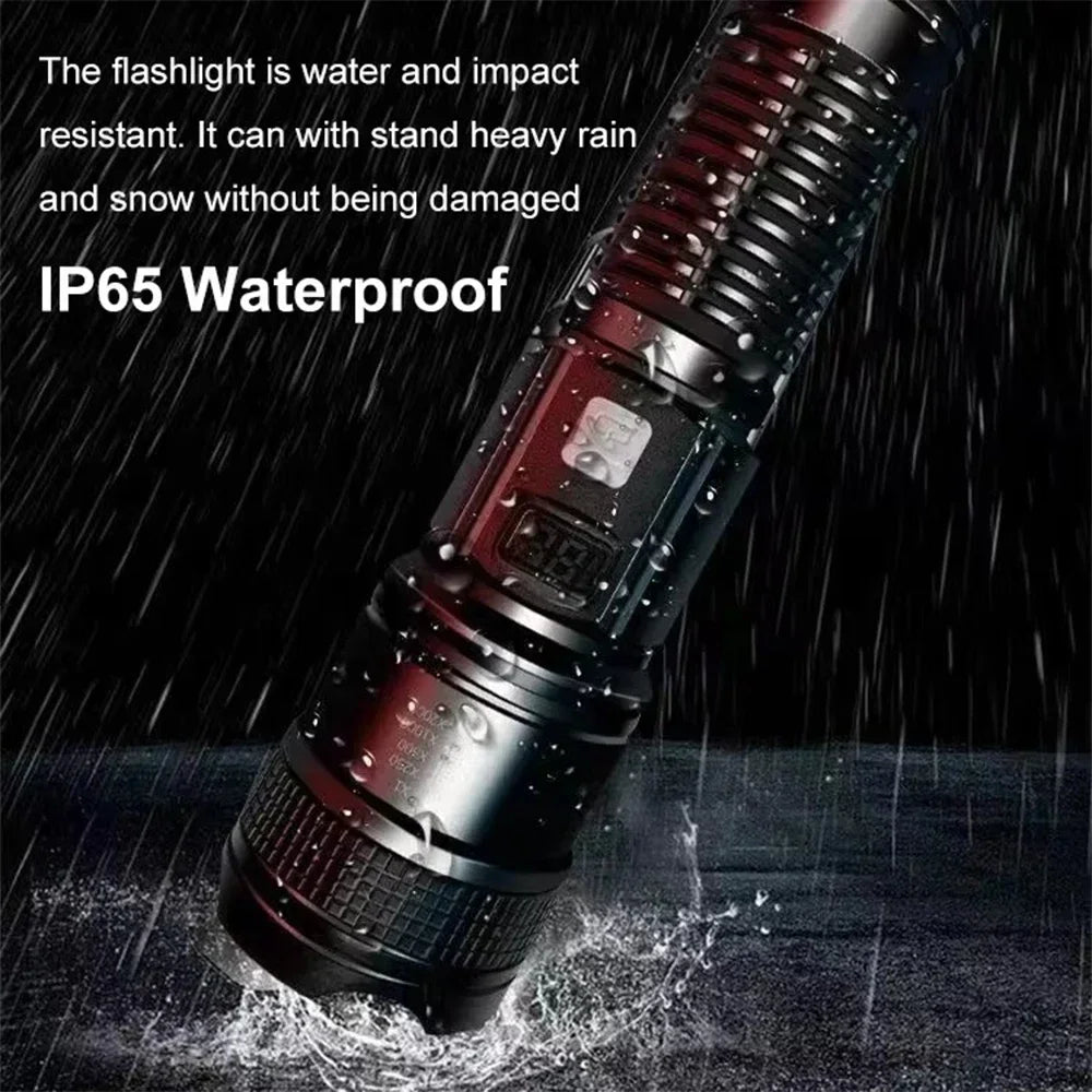 Super Bright LED Flashlight USB Rechargeable Flashlights with Tactical Zoom High Power Spotlight Outdoor Camping Fishing Torch