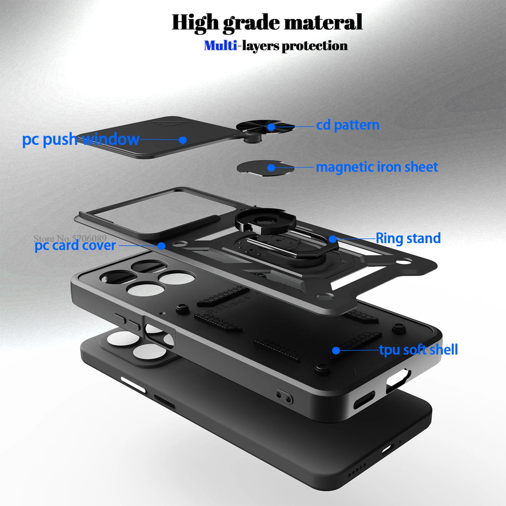 For Honor 400 Smart 5G Case Shockproof Magnetic Armor Slide Lens Phone Cover For Honor 400 Smart Case Cell Phone Coque Fundas