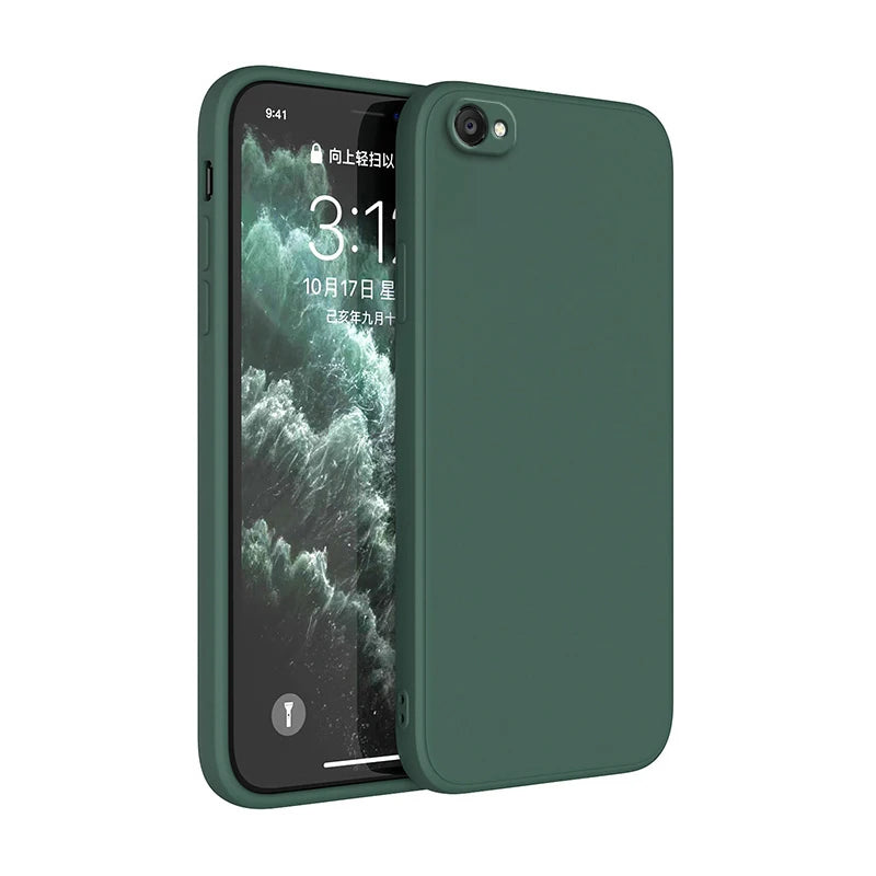 Square Liquid Silicone Soft Case For iphone 6 6s 7 8 Plus SE 2020 2022 Siquare Luxury Classic Phone Cover Funda