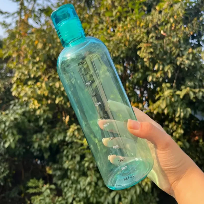 [High-Quality Water Bottle] Transparent Water Bottle with Blue Lid | Durable PC Material, Leak-Proof Design