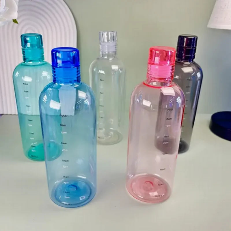 [High-Quality Water Bottle] Transparent Water Bottle with Blue Lid | Durable PC Material, Leak-Proof Design