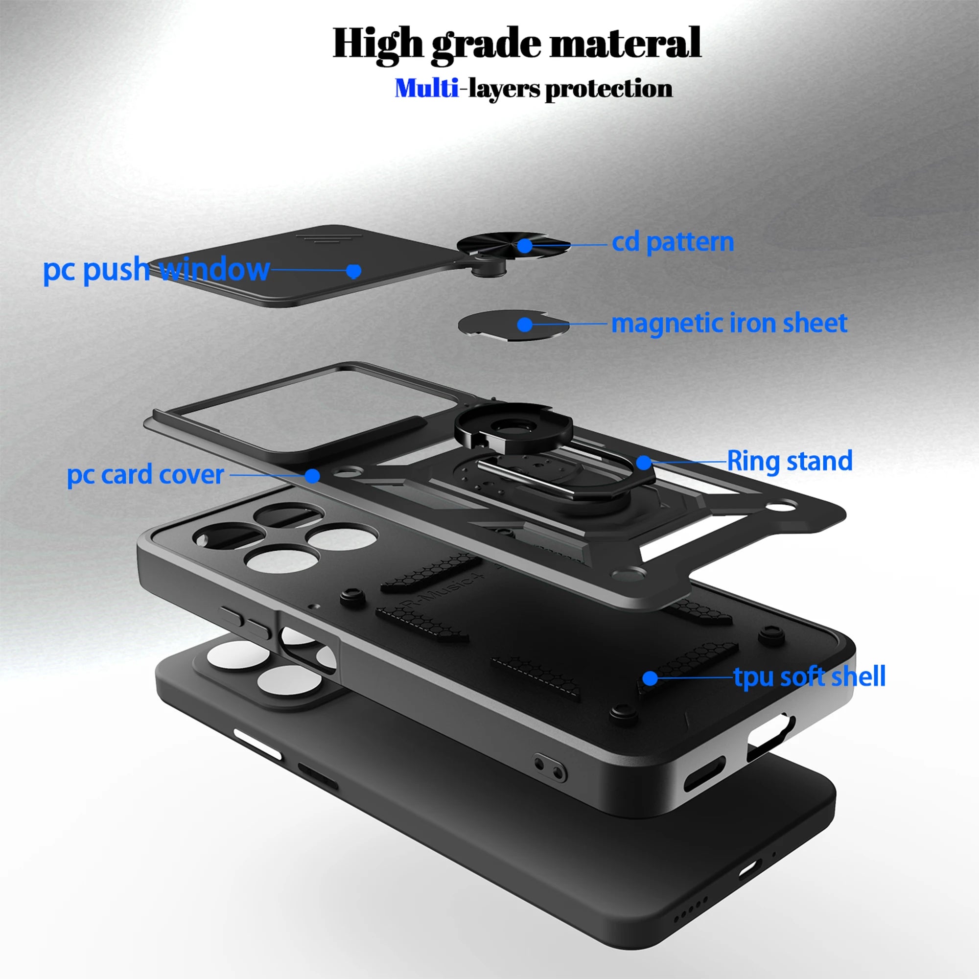 For Honor 400 Smart 5G Case Shockproof Magnetic Armor Slide Lens Phone Cover For Honor 400 Smart Case Cell Phone Coque Fundas