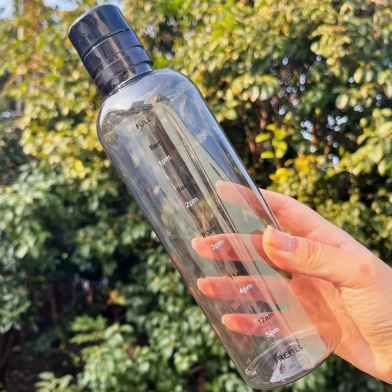 [High-Quality Water Bottle] Transparent Water Bottle with Blue Lid | Durable PC Material, Leak-Proof Design