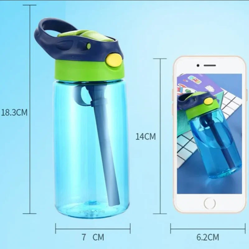 480ml Water Bottle With Straw Kids Girls Portable Travel Bottles Gym Sports Fitness Cup Summer Cold Water Juice Drinking Bottle