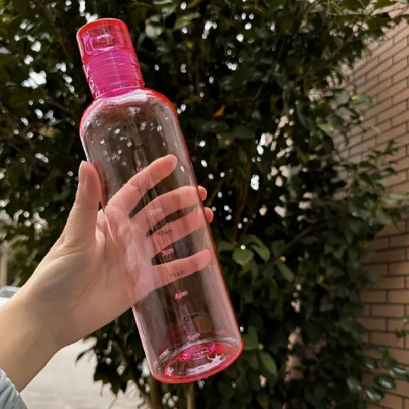 [High-Quality Water Bottle] Transparent Water Bottle with Blue Lid | Durable PC Material, Leak-Proof Design