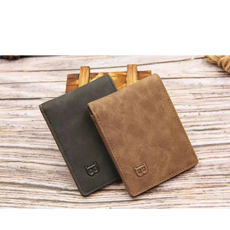 New Short Men Wallets Slim Card Holder Male Wallet PU Leather Small Zipper Coin Pocket Man Purse Wallet