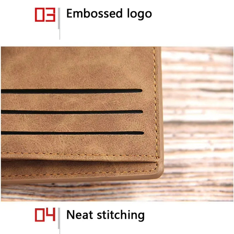 New Short Men Wallets Slim Card Holder Male Wallet PU Leather Small Zipper Coin Pocket Man Purse Wallet