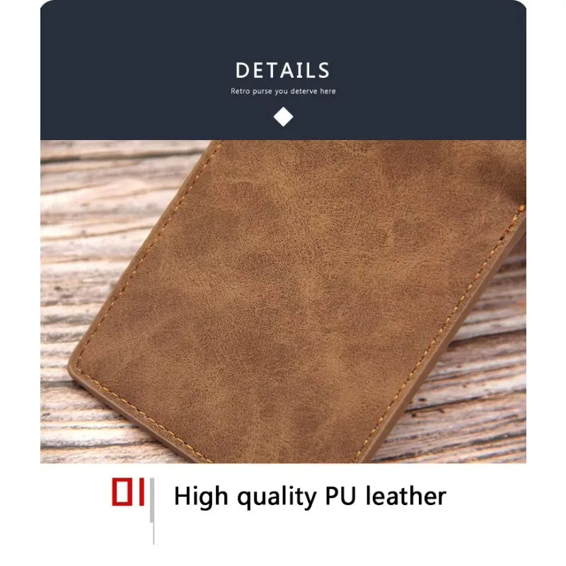 New Short Men Wallets Slim Card Holder Male Wallet PU Leather Small Zipper Coin Pocket Man Purse Wallet