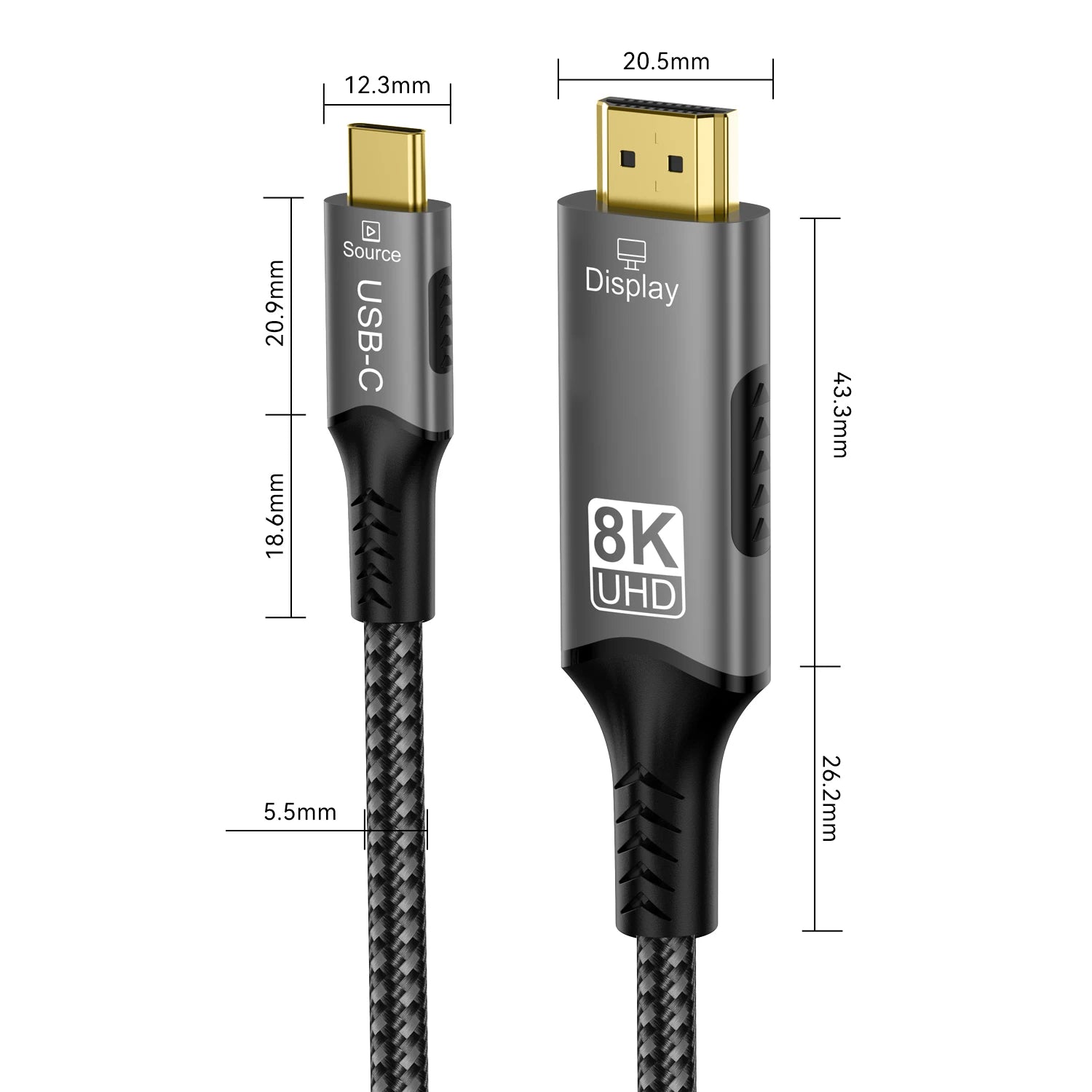 8K USB C to HDMI Cable 2.1 Adapter 32.4Gbps 4K@120Hz HDR10+ Dolby Vision for MacBook Pro/M1/M2/Cord for Laptop Tablet Galaxy S24