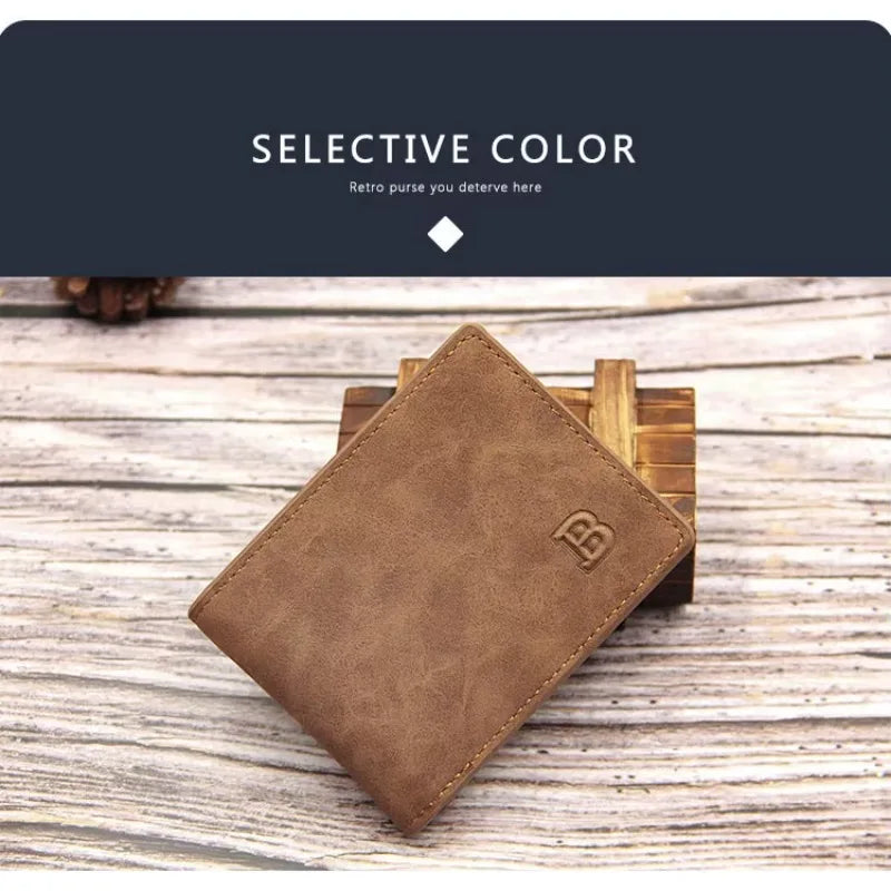 New Short Men Wallets Slim Card Holder Male Wallet PU Leather Small Zipper Coin Pocket Man Purse Wallet