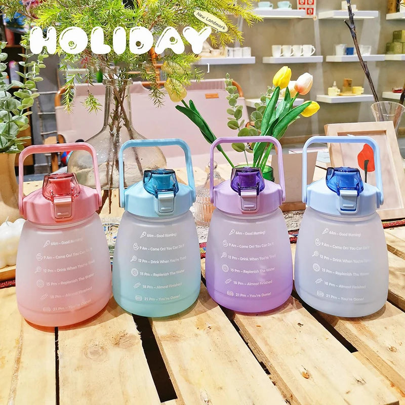 1300ML Water Bottle with Straw Large Capacity Drinking Bottle for Outdoor Sport Fitness Cute Student Bottles Drinkware