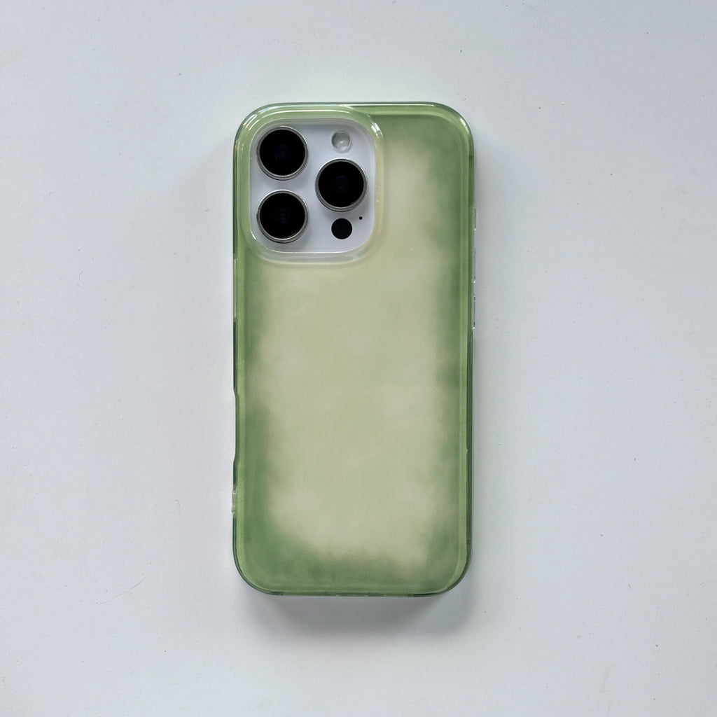 Fashion Chic Fresh Emerald Green Color Smudging Color Contrast Glossy Phone Case Cover for iPhone 13 14 15 16 17 Pro Max