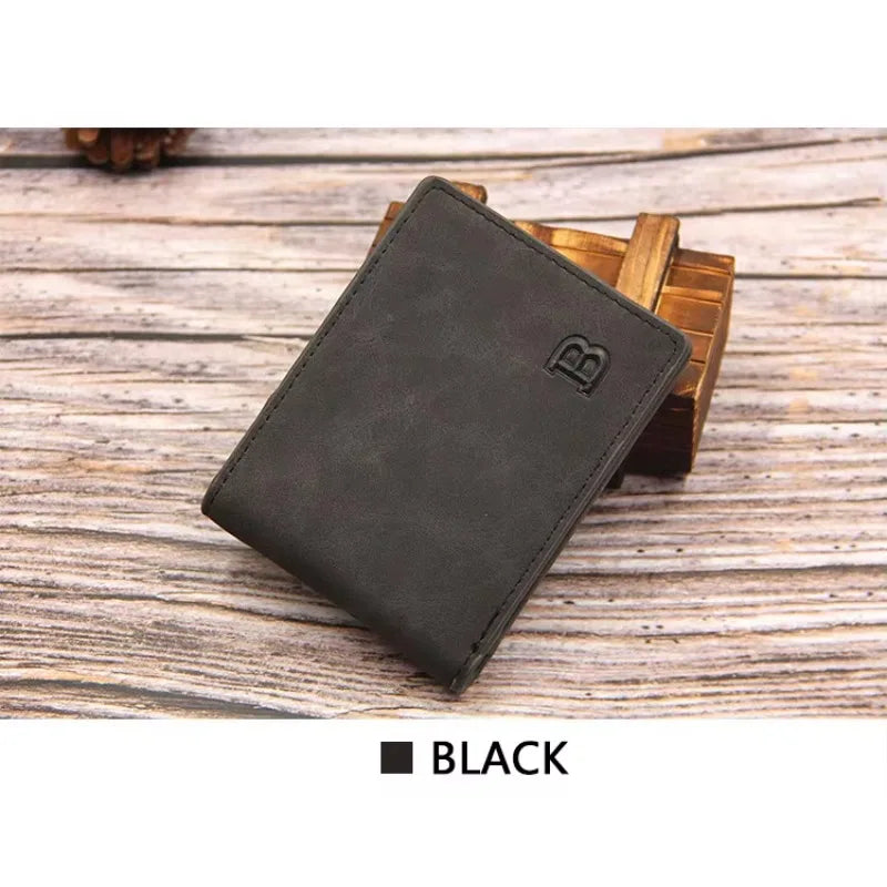 New Short Men Wallets Slim Card Holder Male Wallet PU Leather Small Zipper Coin Pocket Man Purse Wallet